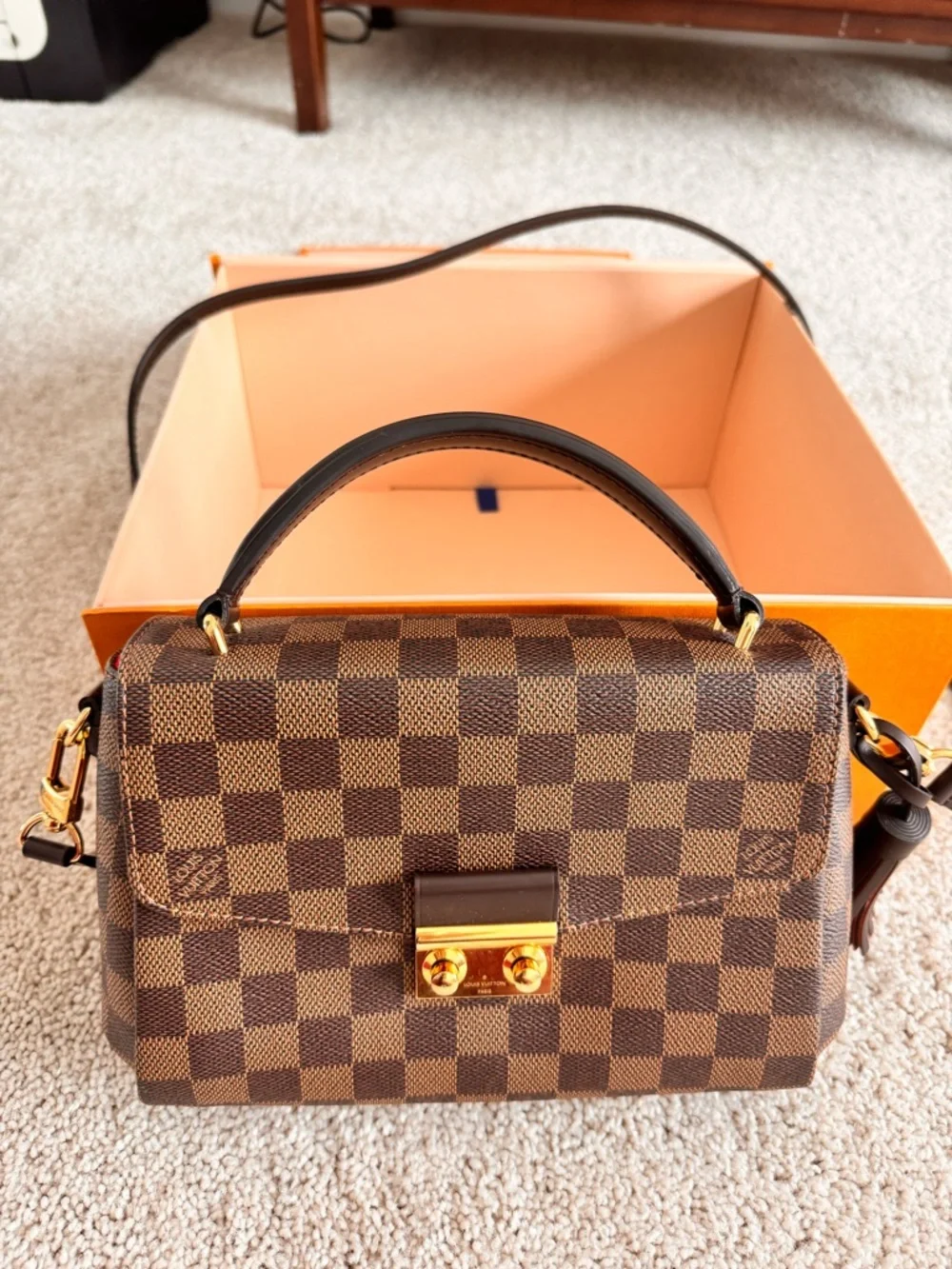 Louis Vuitton Brown Damier Ebene Small Top Handle Satchel with Gold Hardware - Picture 2 of 12